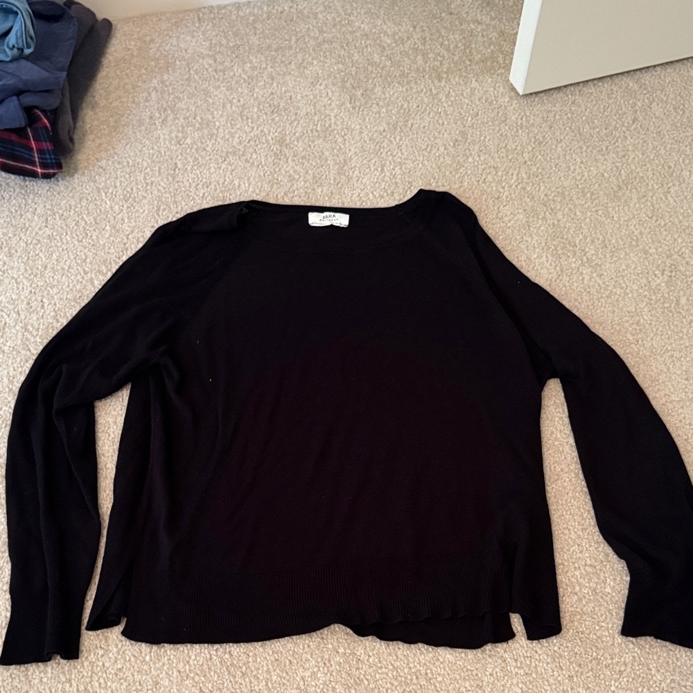 Zara Black Long Sleeve Blouse